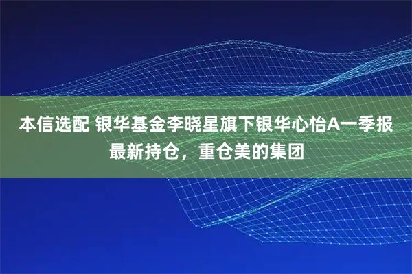 本信选配 银华基金李晓星旗下银华心怡A一季报最新持仓,重仓美的集团