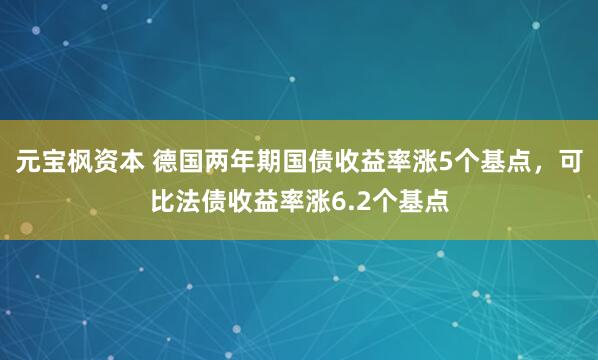 元宝枫资本 德国两年期国债收益率涨5个基点，可比法债收益率涨6.2个基点